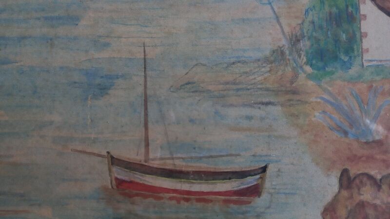 Old painting, watercolor "the Sharp", emblematic of Provence