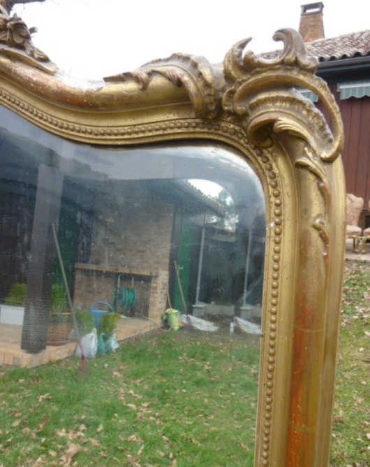 Mirror beveled style gilt frame Louis XV XIXème 103x173cm