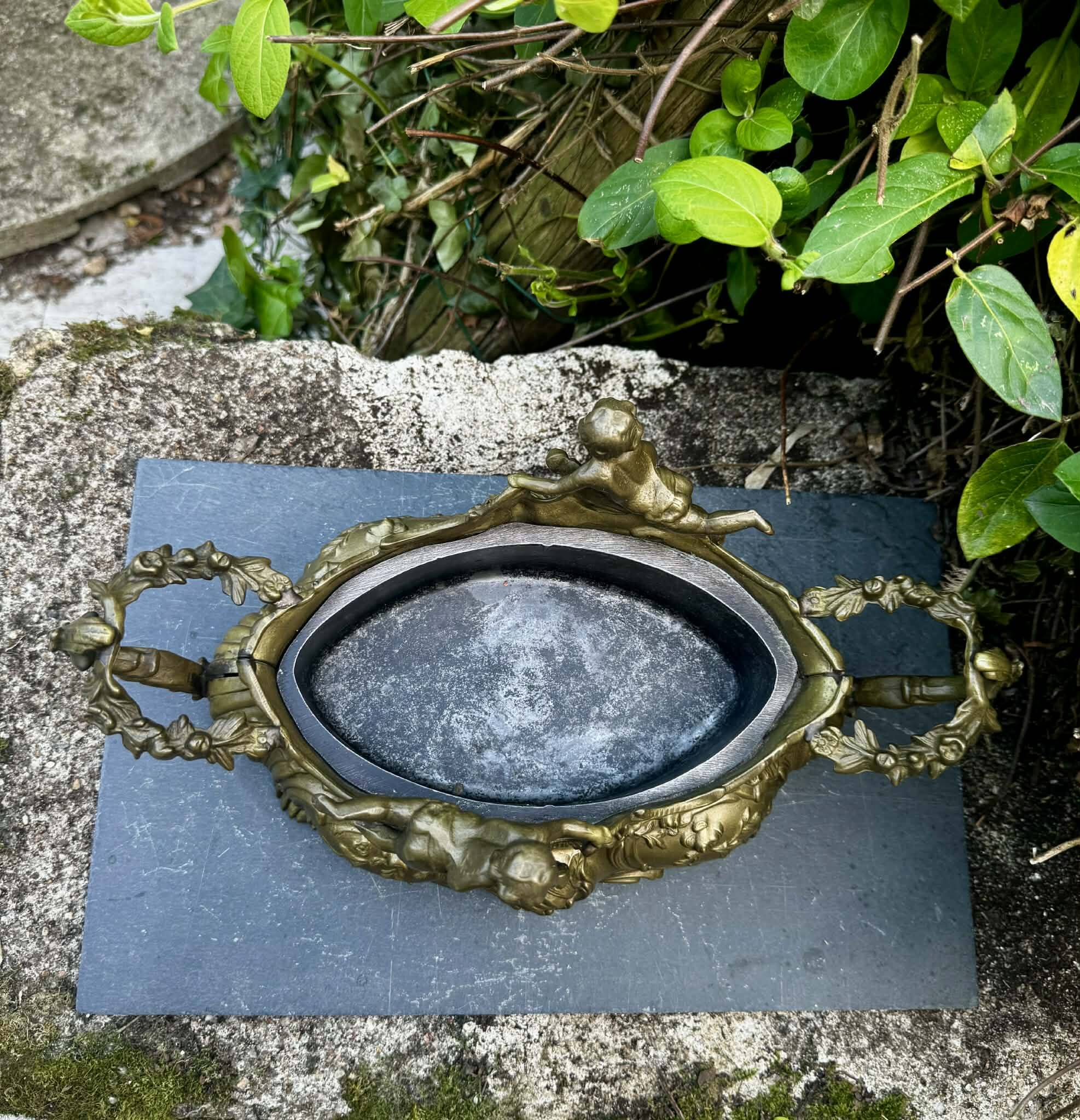 Large rock garden planter angel Art Nouveau