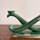 Antique Candle Holder Chandelier 2 Arms Saint Clément Glazed Green Ceramic