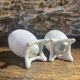 Antique porcelain egg cups in shell shape.
