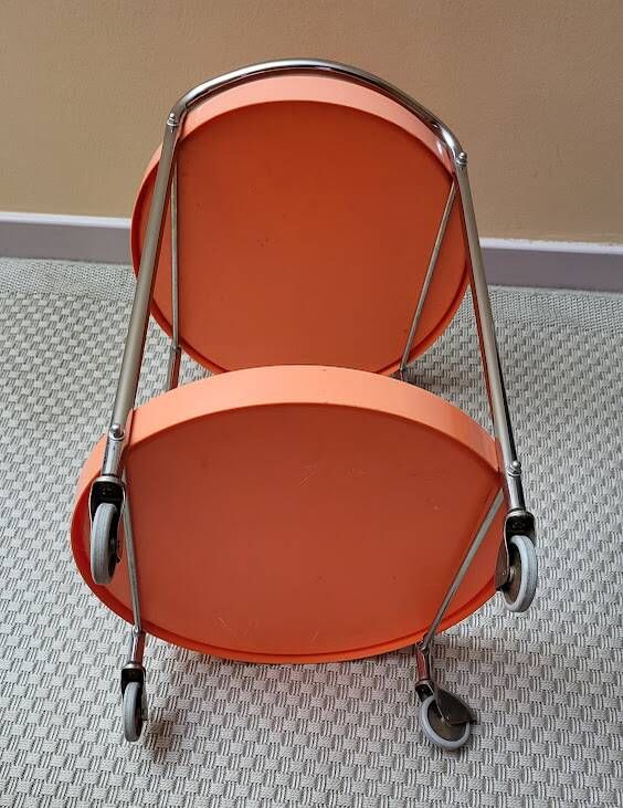 Vintage orange bar cart