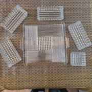 Large 6-piece aperitif tray in French molded rock crystal from the 50s and 60s