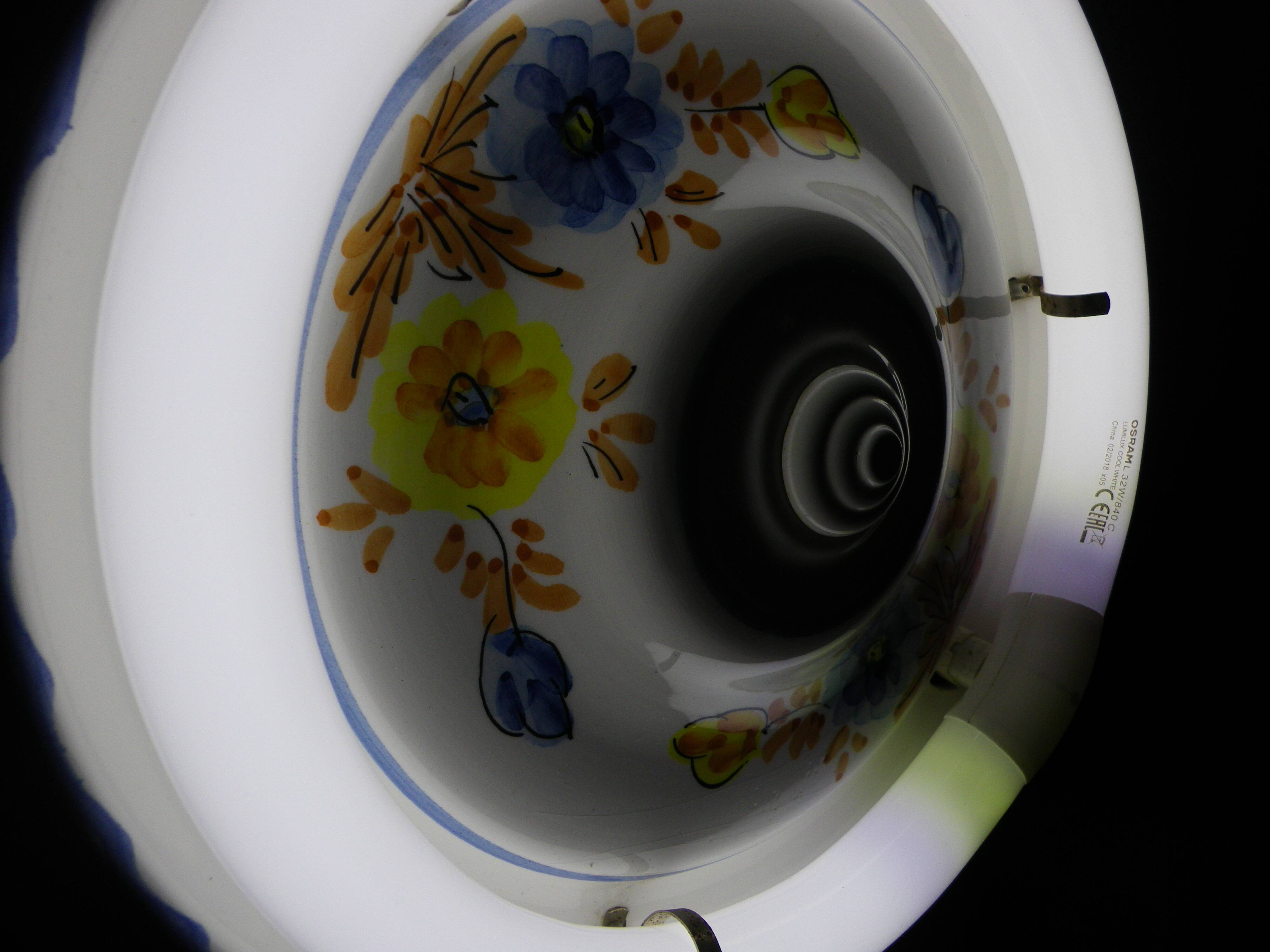 Round hand-painted ceramic ceiling light