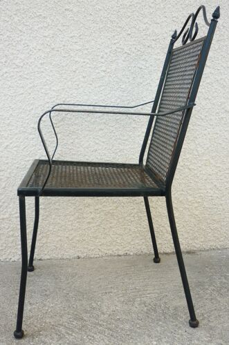 Serie de 5 fauteuils chaises de jardin en métal ajouré années 60/70, empilables