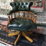 Chesterfield office chair swivelling leather - adjustable height