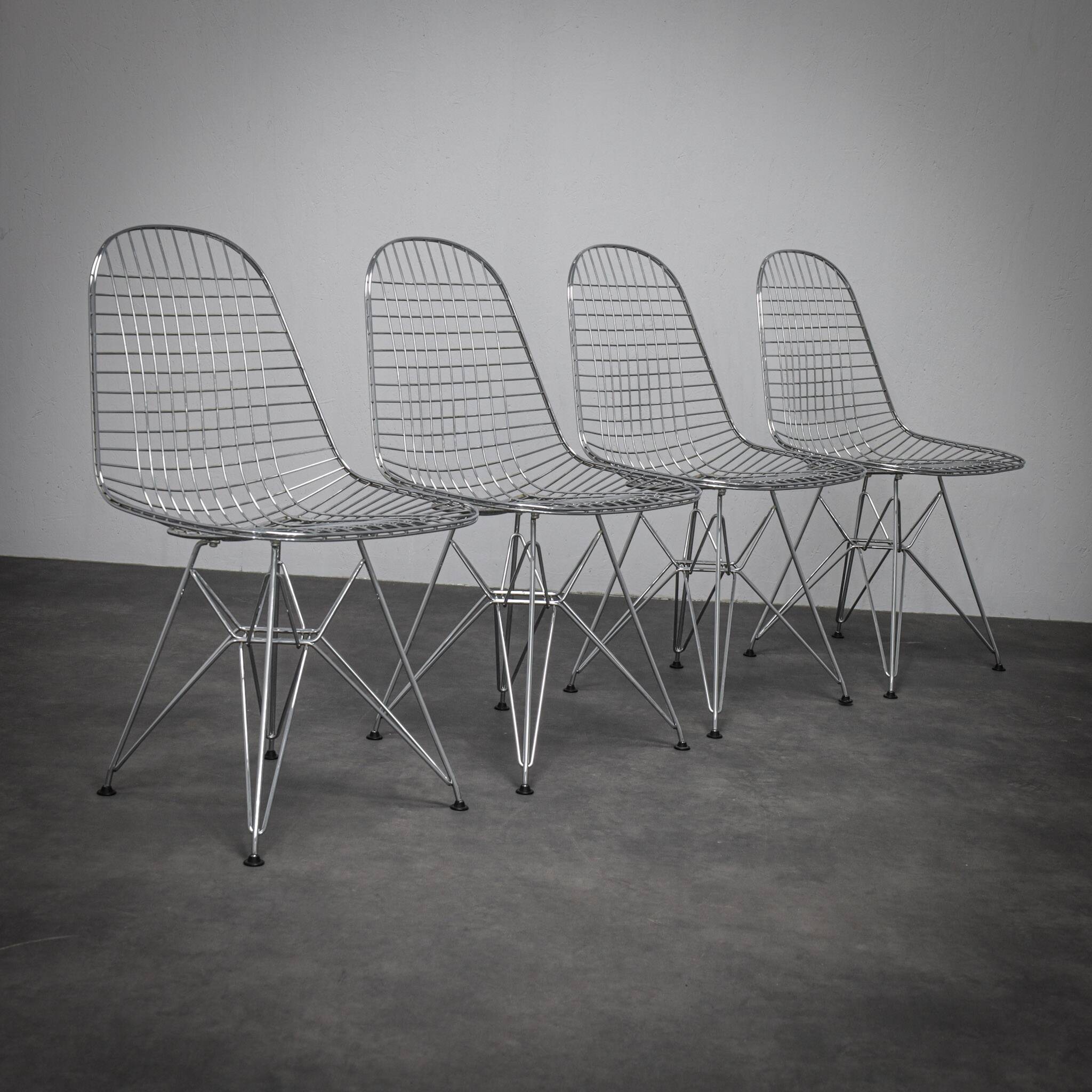 Iconic DKR wire chairs by Charles and Ray Eames for Vitra, set of 4