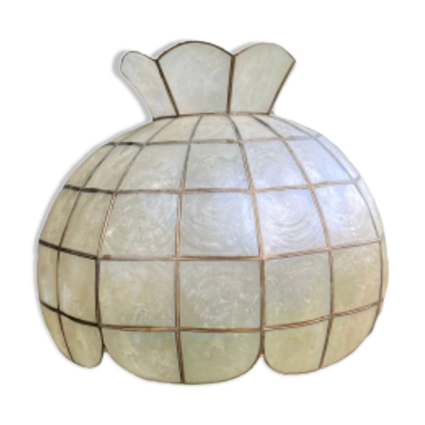 Lampshade for mother-of-pearl and vintage brass suspension