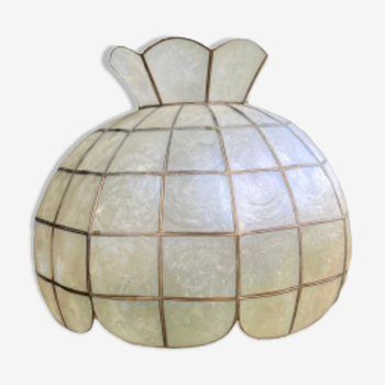 Lampshade for mother-of-pearl and vintage brass suspension