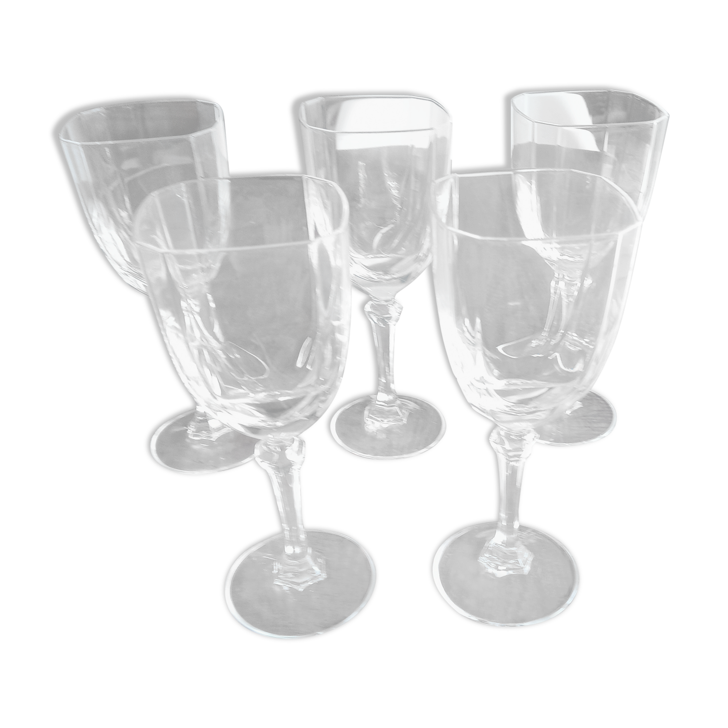 Lot de 5 verres à vin en cristal style art déco
