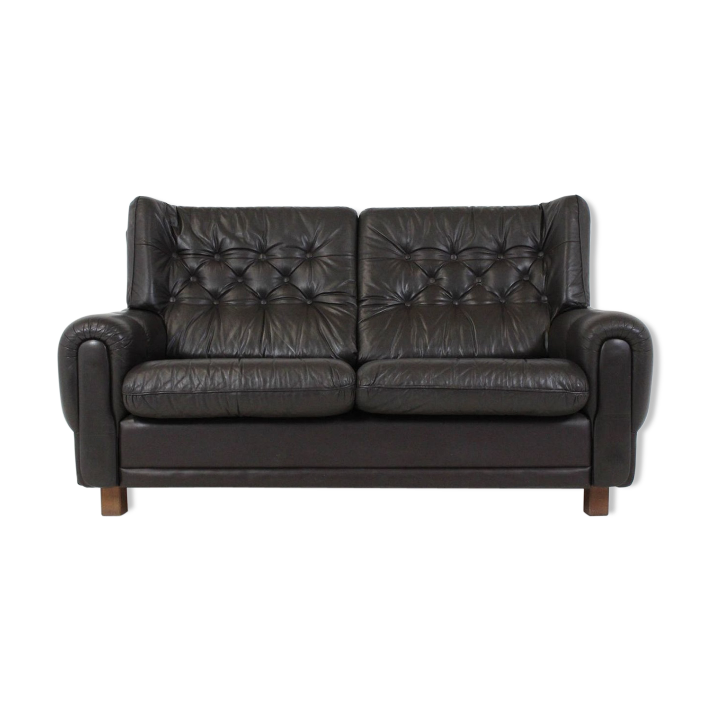 Mid-century black leather sofa