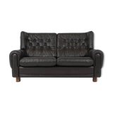 Canapé mid-century en cuir noir