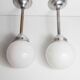 Paire de plafonnier boule 1950 chrome et opaline blanche