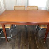 Large teak dining room table with hidden extensions - 6 to 10 people - Johannes Andersen for Uldum Mobelfabrik (Denmark) - 1960 (160 to 226cm)