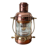 Large electrified copper and brass lamp