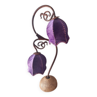 Purple velvet lamp and wrought iron