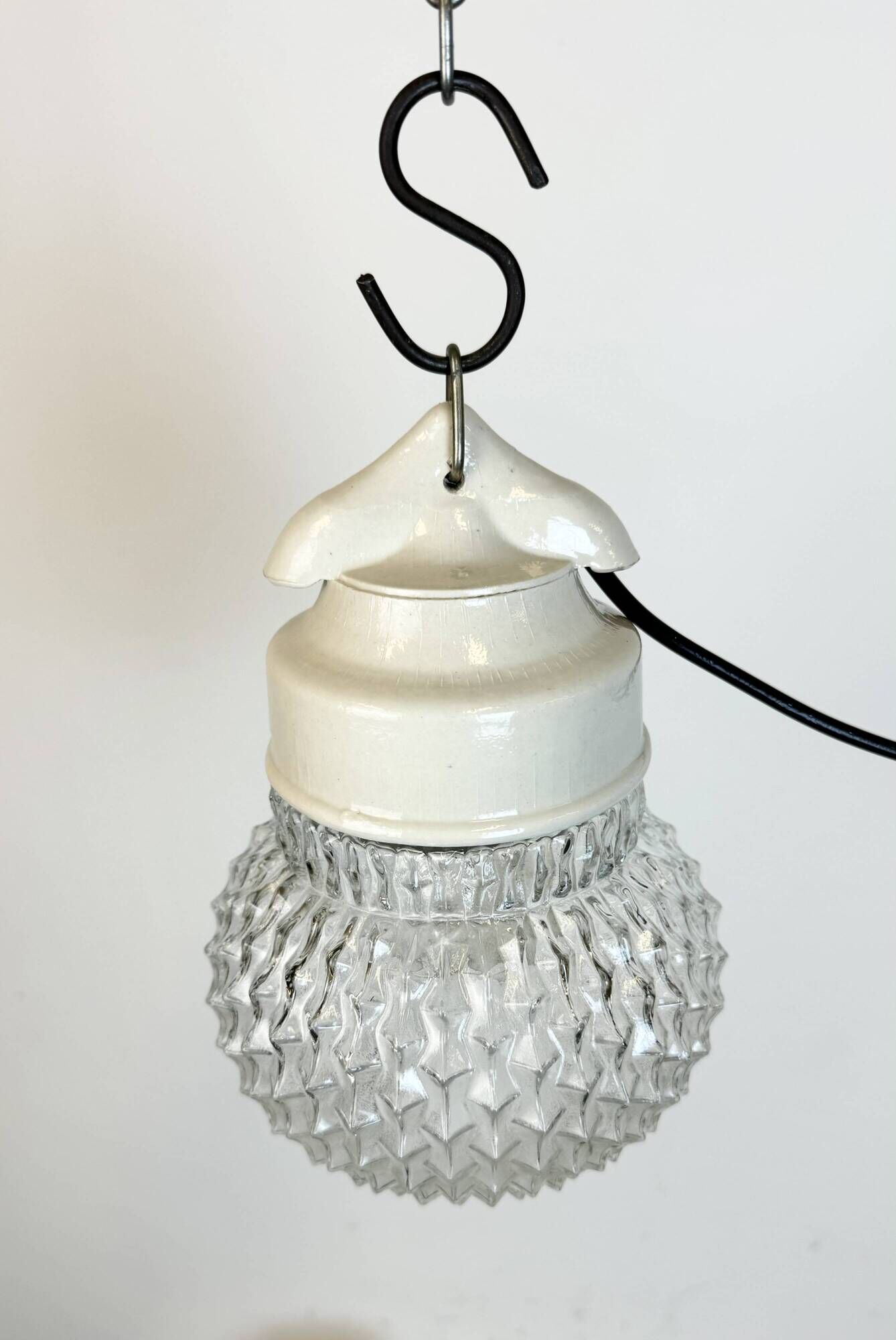 Vintage White Porcelain Pendant Light, 1970s