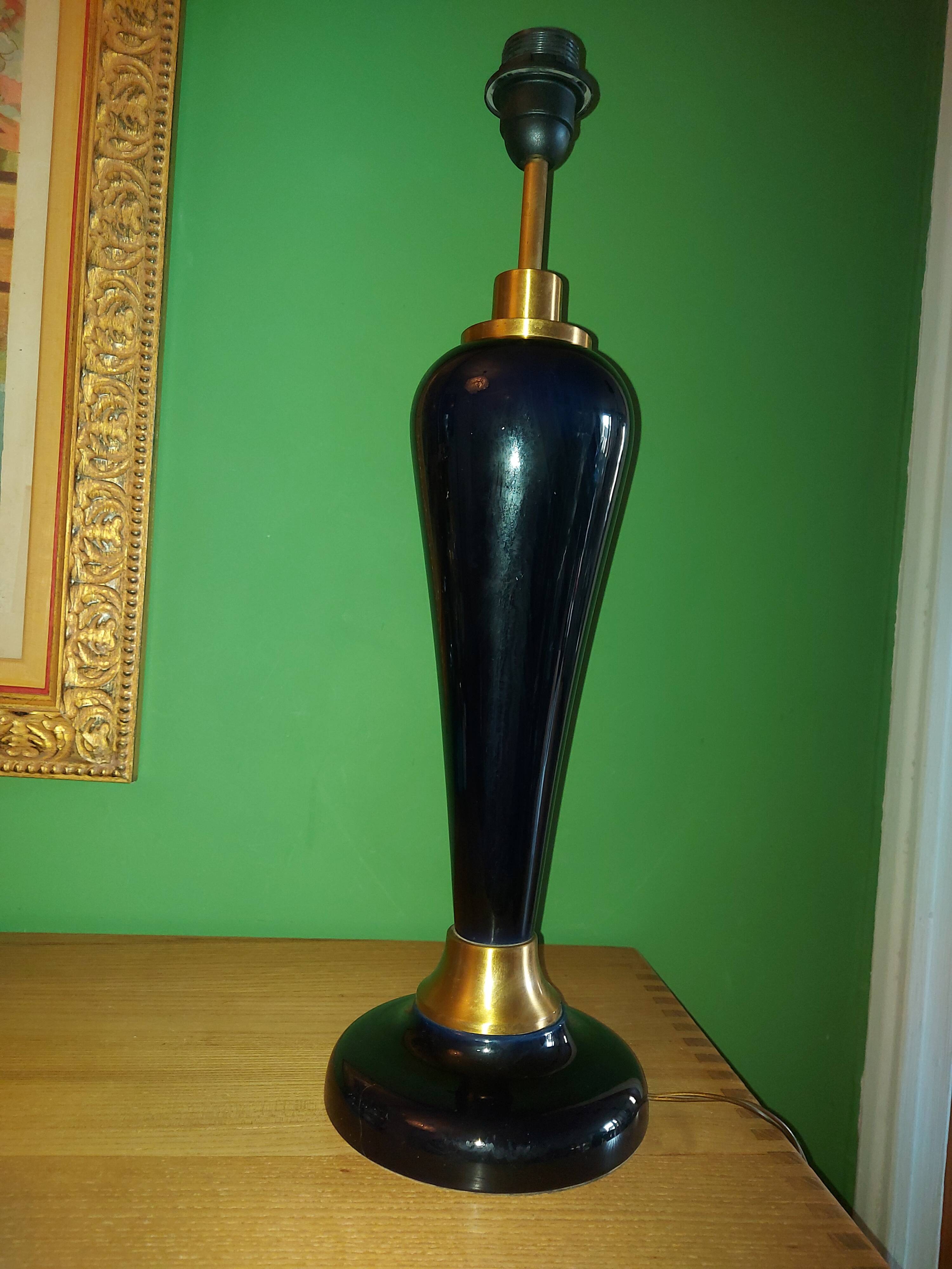 Large cobalt blue ceramic lamp stand