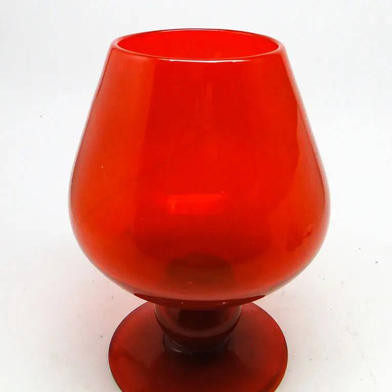 Vase, mid-century modern, red glass, designed by J. Słuczan-Orkusz, Poland, 1970s