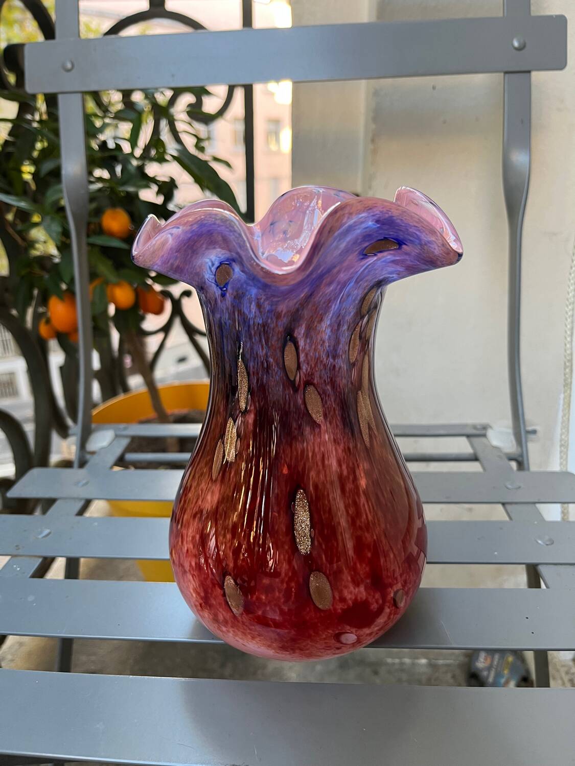 Vase de Murano vintage avec incrustation d’or