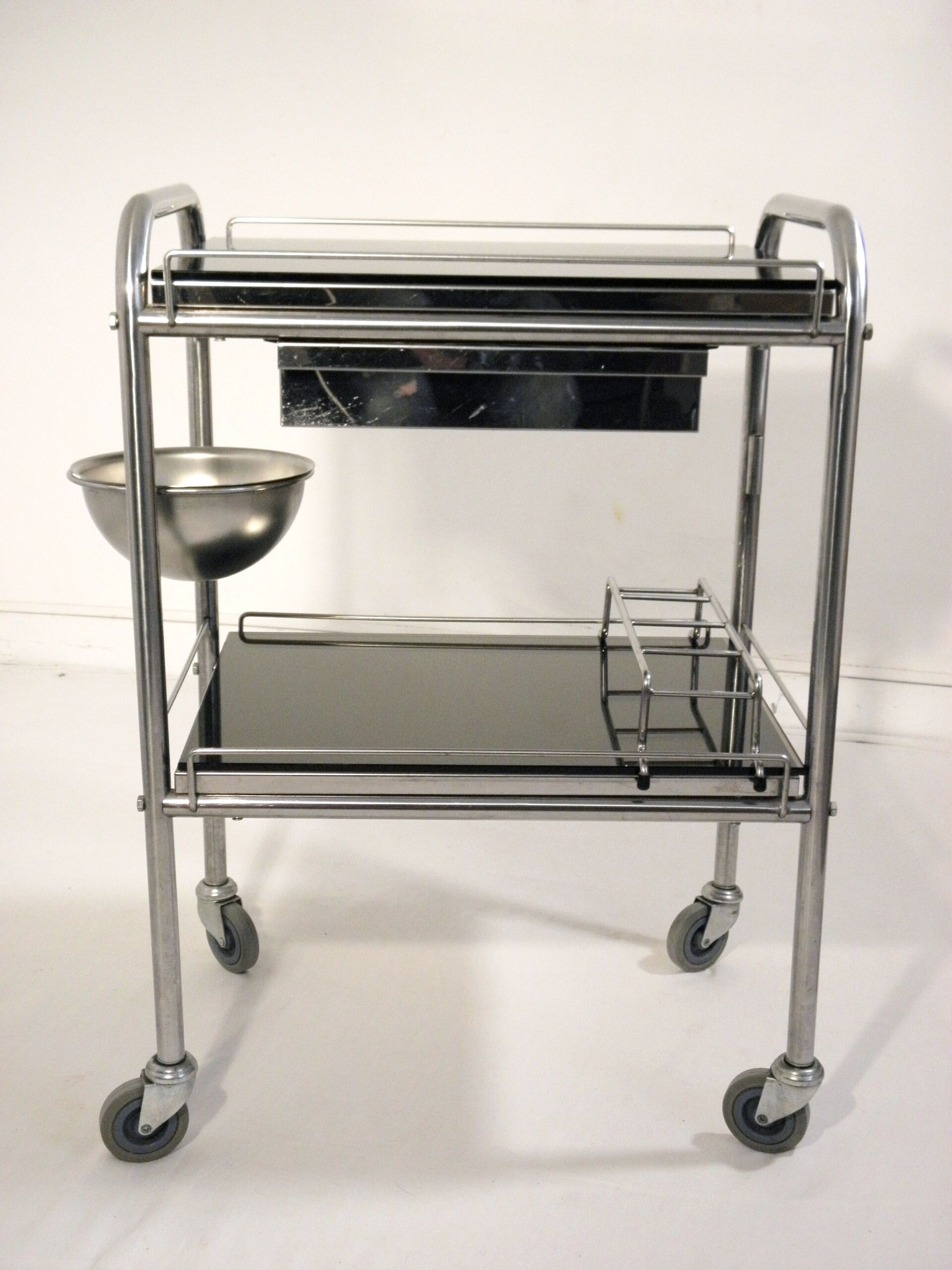 Cart serving stainless steel and glass 70s
