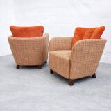 Rare sculptural lounge armchairs by  Kaesz Gyula, Hungary, ca.1941-42