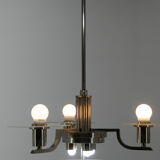 Art deco machine age chandelier, 1930, restored