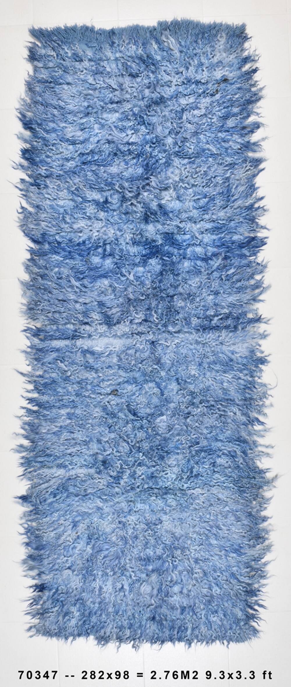3x9 Blue %100 Wool Kilim Runner Rug, 98x282Cm