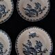 Lot of six flat plates in earthenware Gien décor blue thistles
