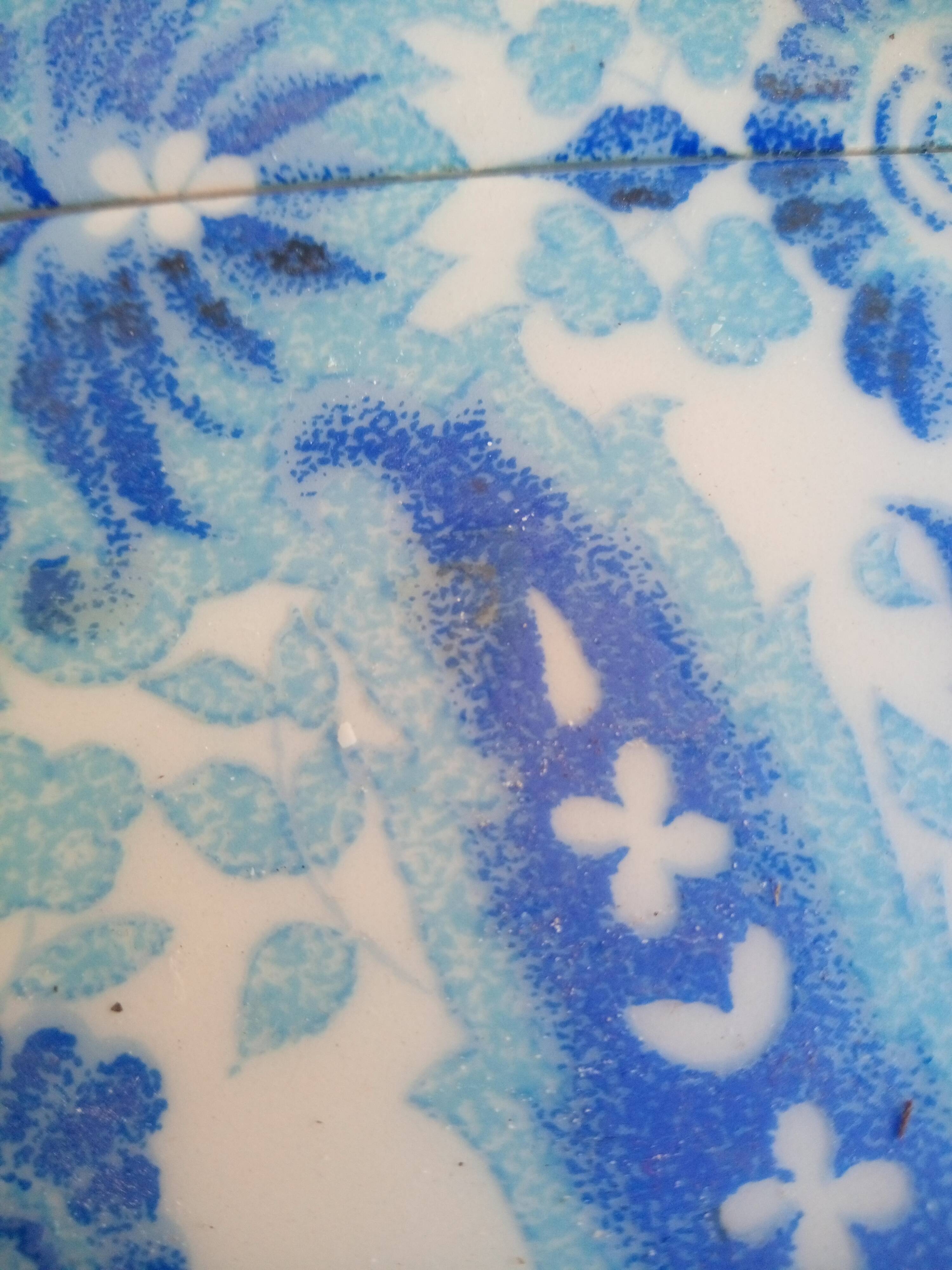 4 glazed ceramic tiles, flowers, 60s