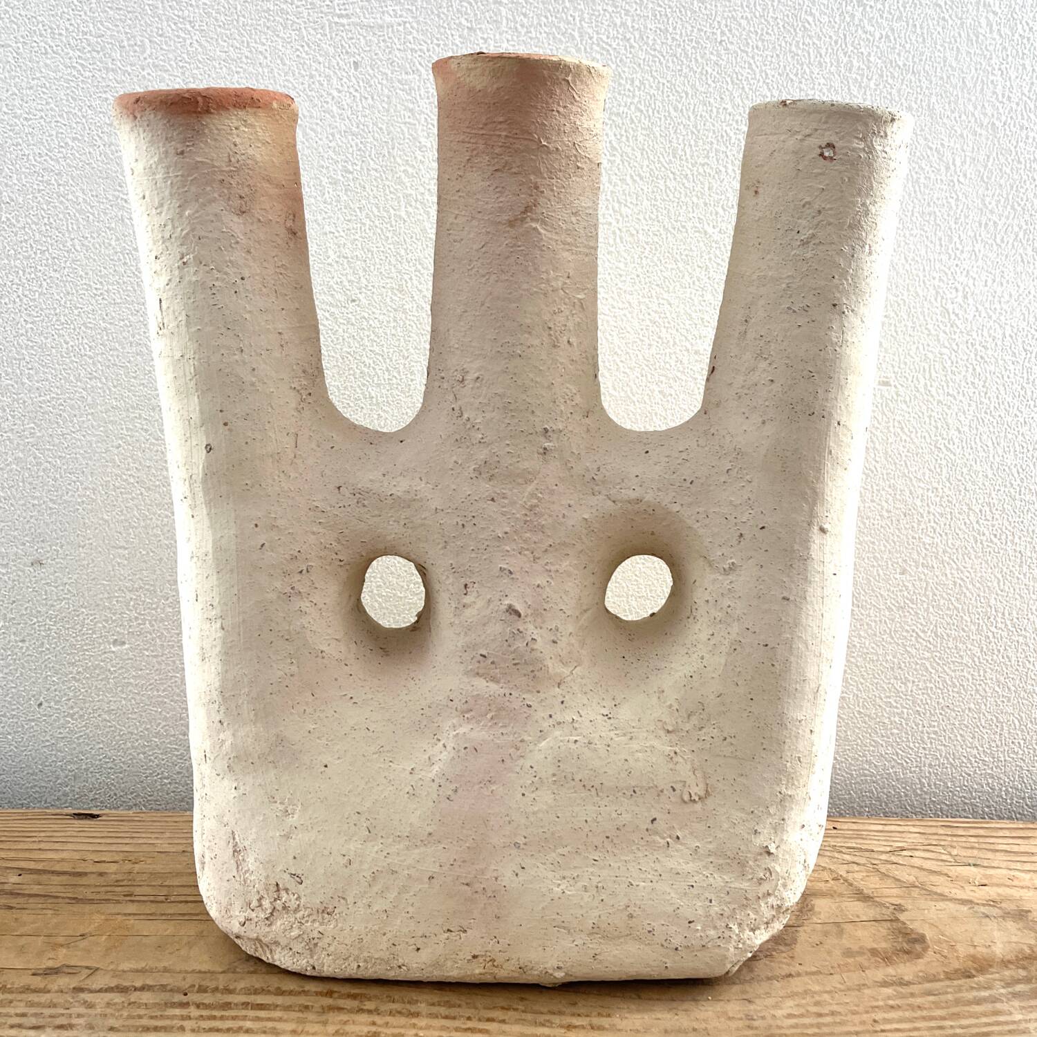 White terracotta candle holder