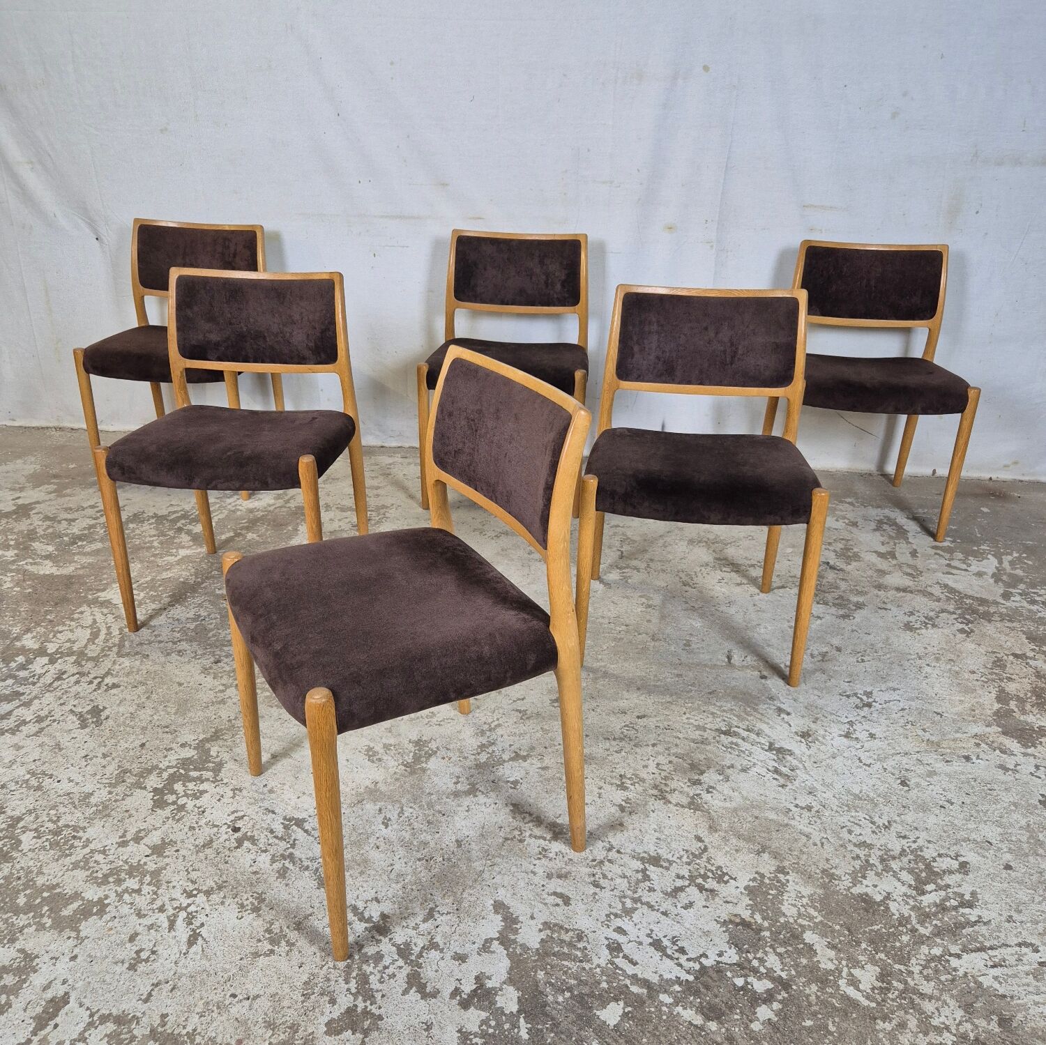 4x Niels Møller model 80 vintage oak dining chair Danish