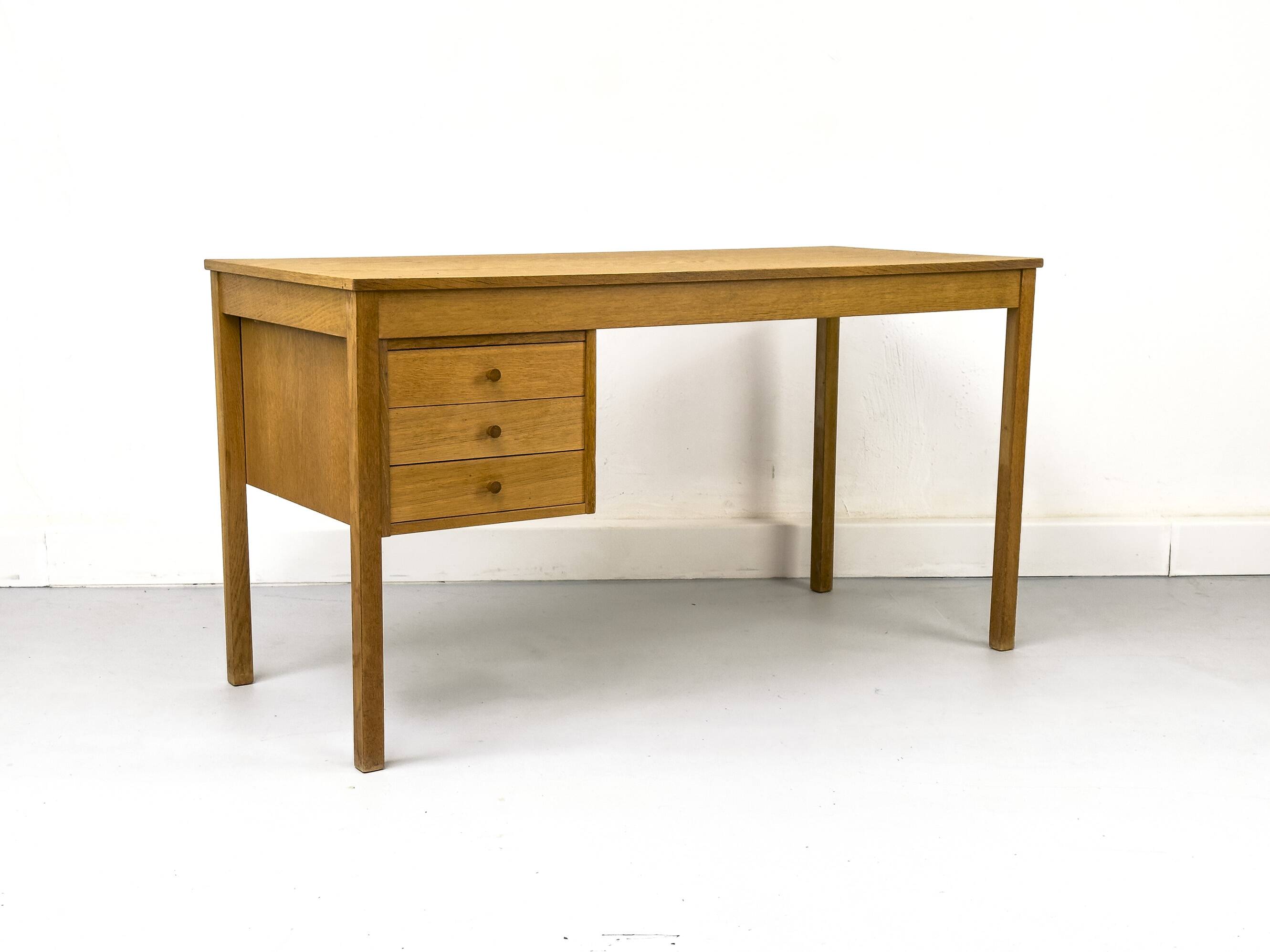 Oak Desk with Three Drawers from Domino Møbler, 1970s