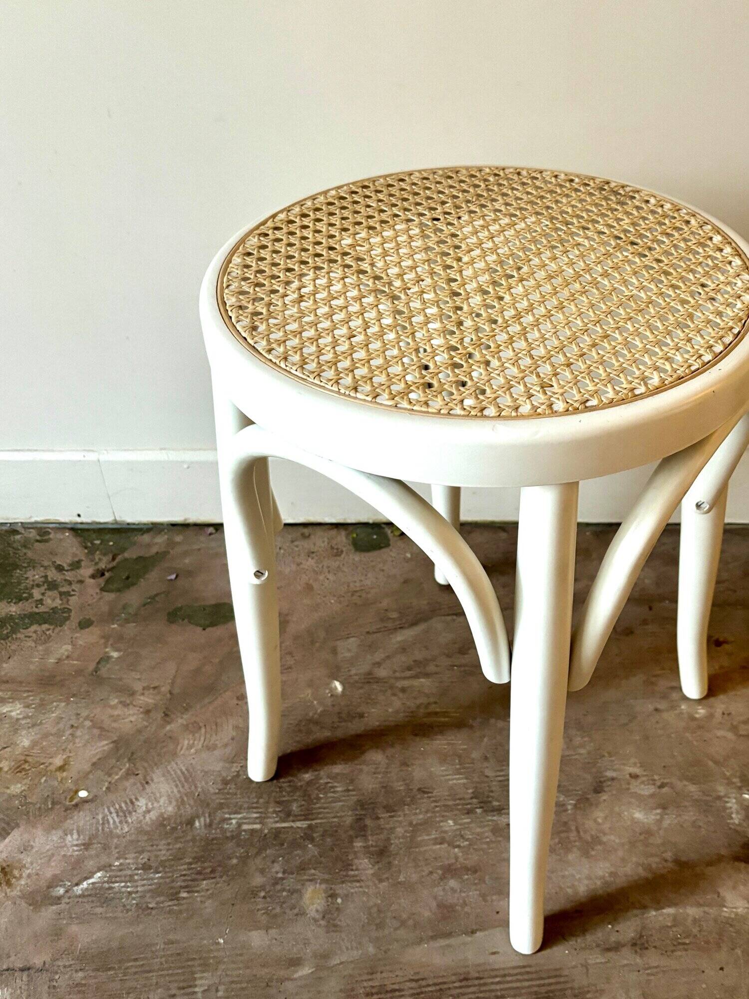Stool in canework and white bent beech