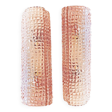 Italian Murano Glass Pink “Cocodrile” Wall Sconces in Modern Organic Style