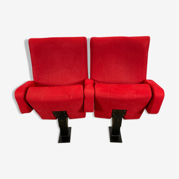 Pair of red theatre cinema chair