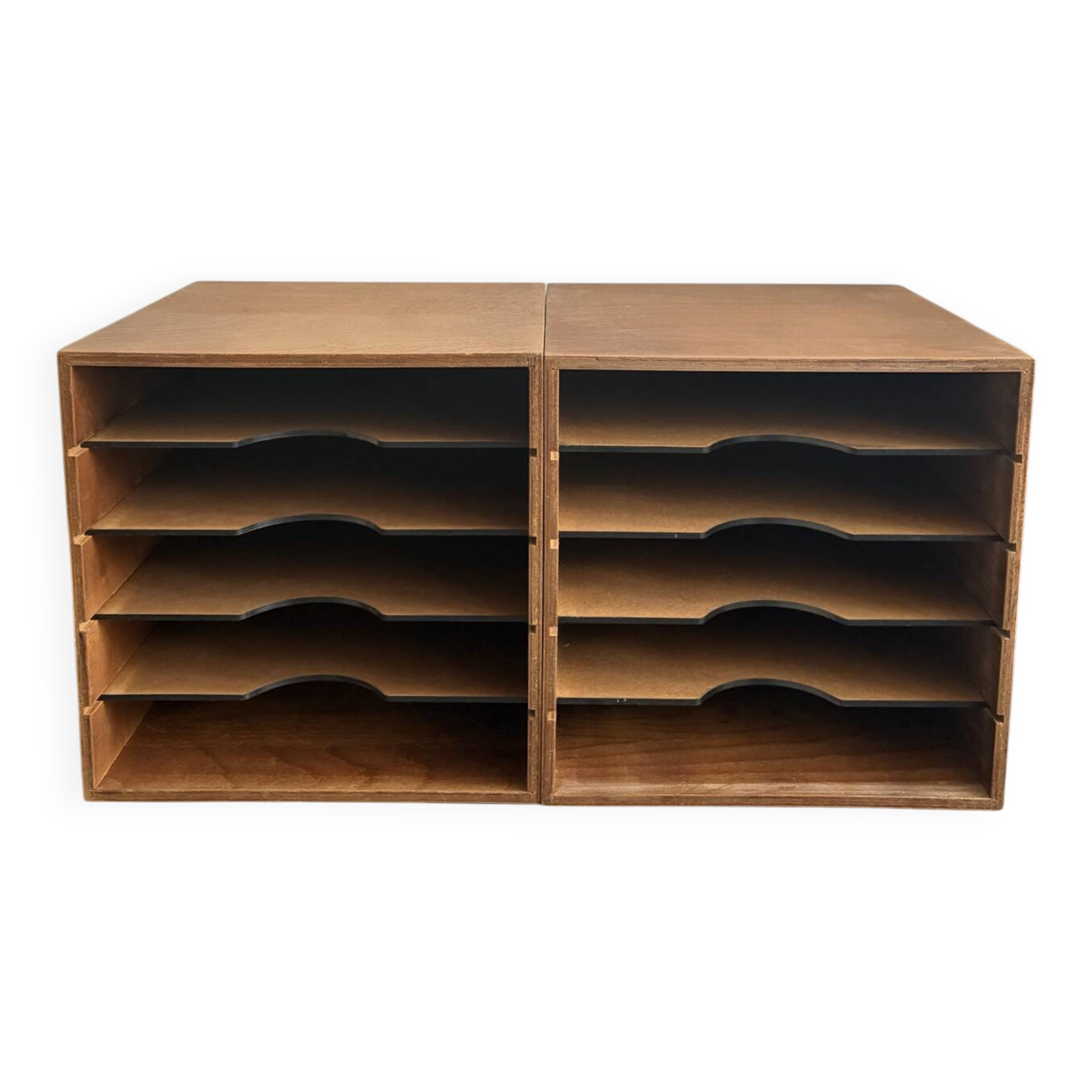 Set of 4 vintage wooden vinyl boxes
