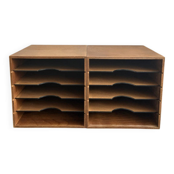 Lot de 4 caissons vinyles vintage en bois