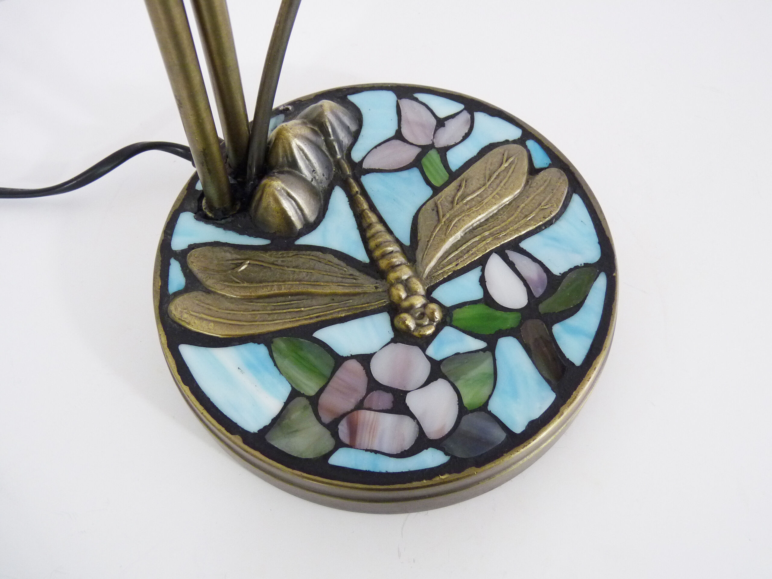 Tiffany dragonfly lamp with two branches, 2 tulips, art deco style