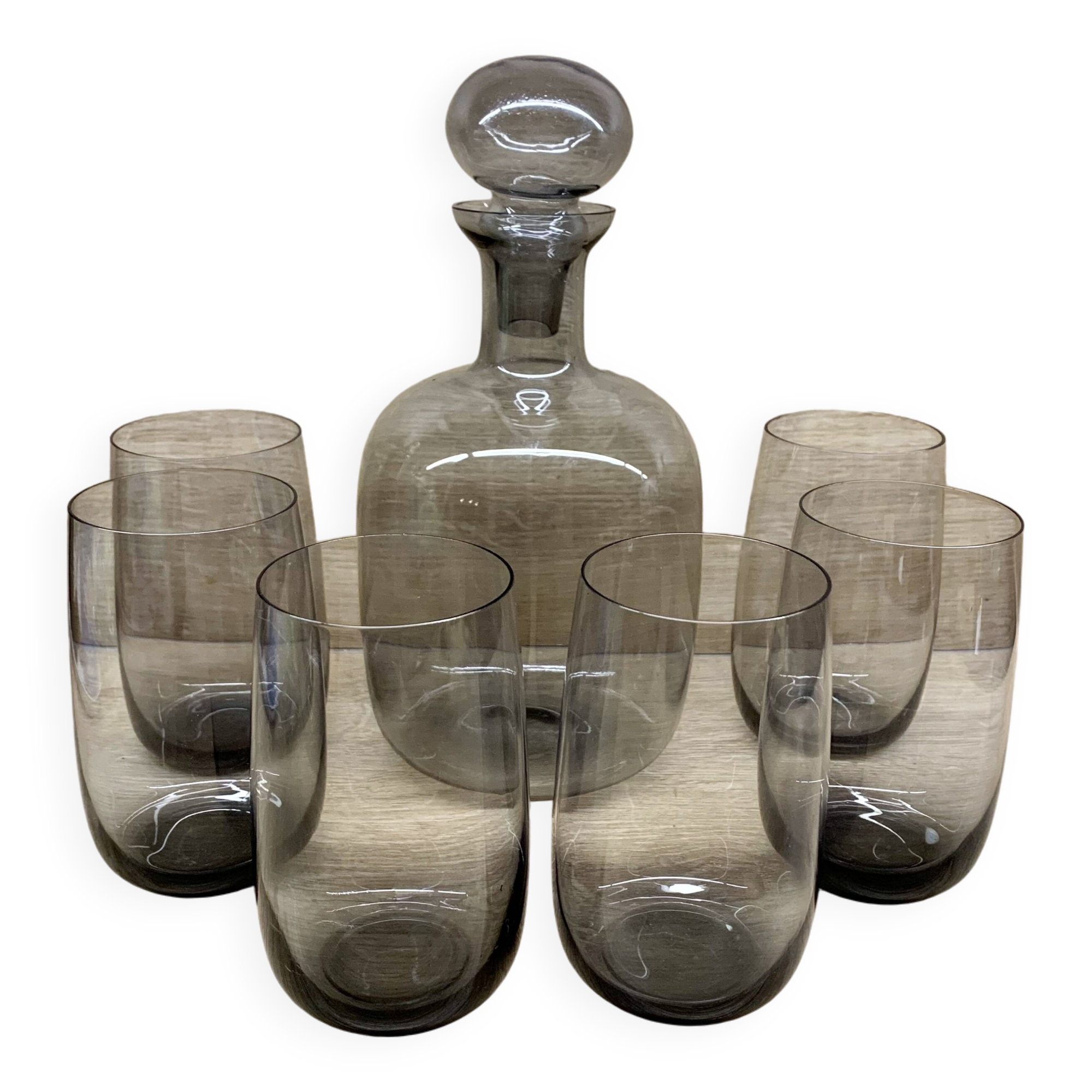 Scandinavian smoke glass set, 1960s