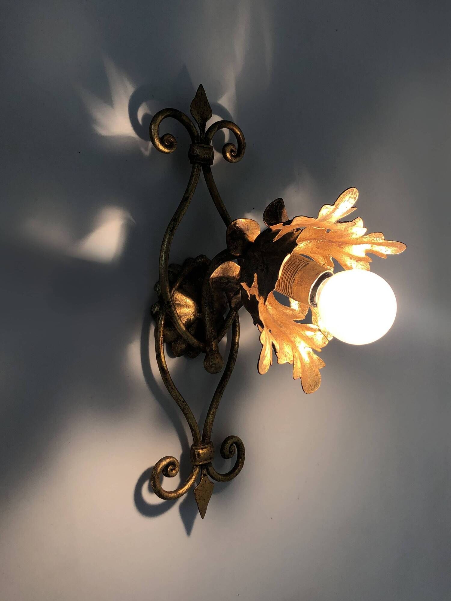Pair of gilded metal sconces from Banci Firenze, Italy, 1960s