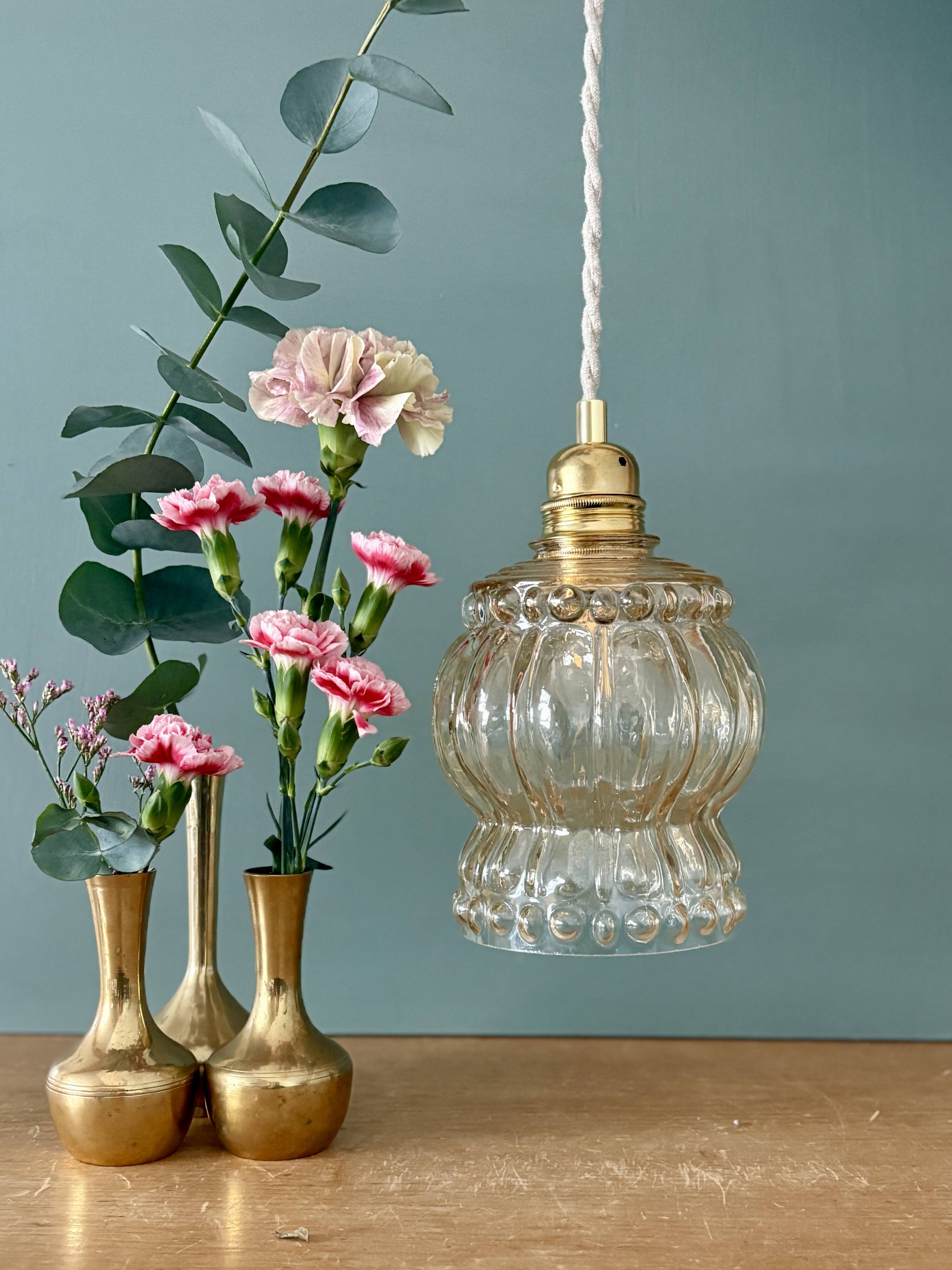 Vintage amber glass suspension globe