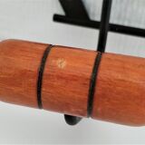 Modernist wall-mounted coat rack in metal and wood, 60s design