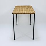 Long side table by Carl Aubock, flower bench, rattan, wicker, Austria, 1950s