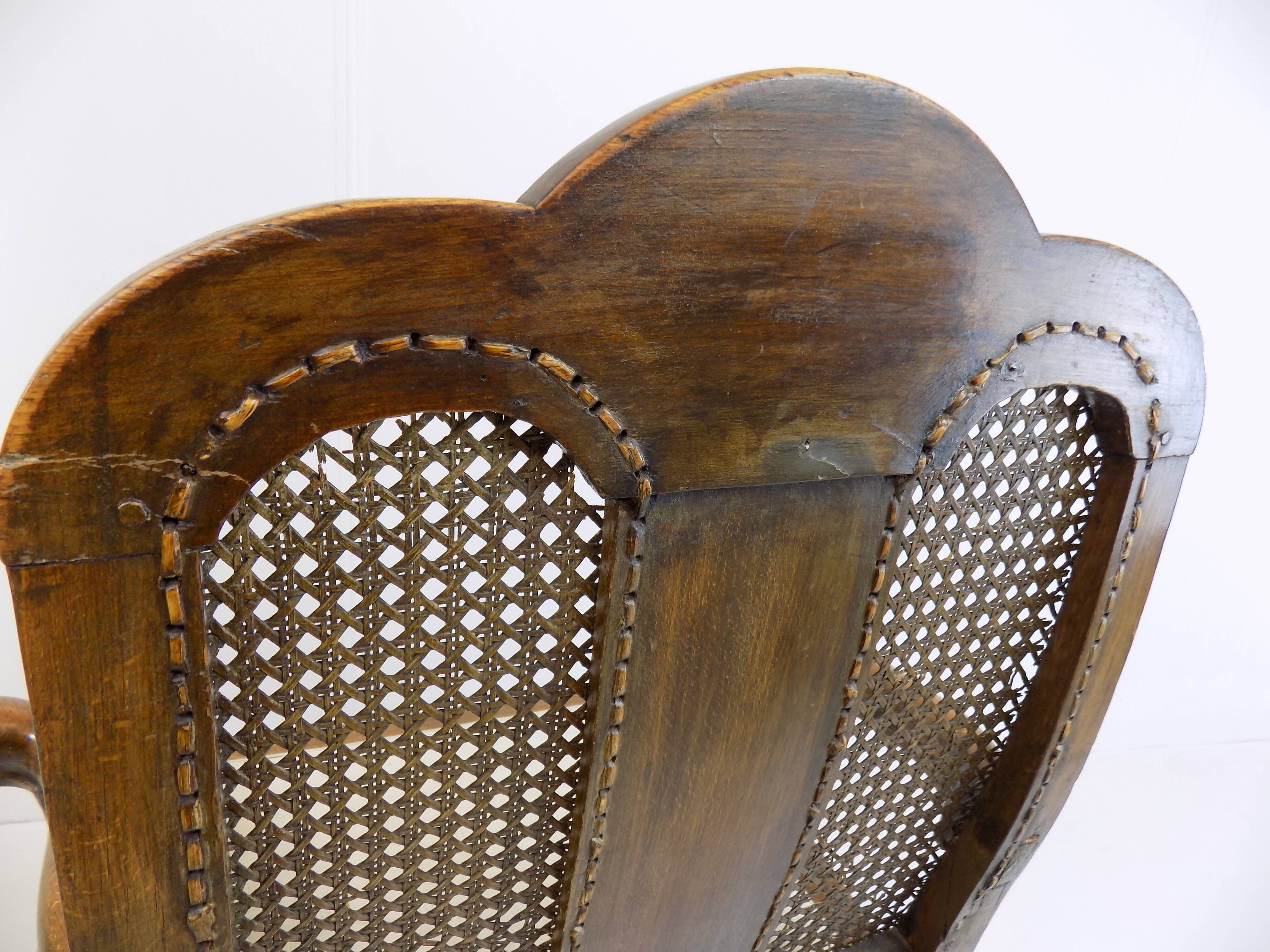 Chaise en bois néobaroque avec vannerie viennoise