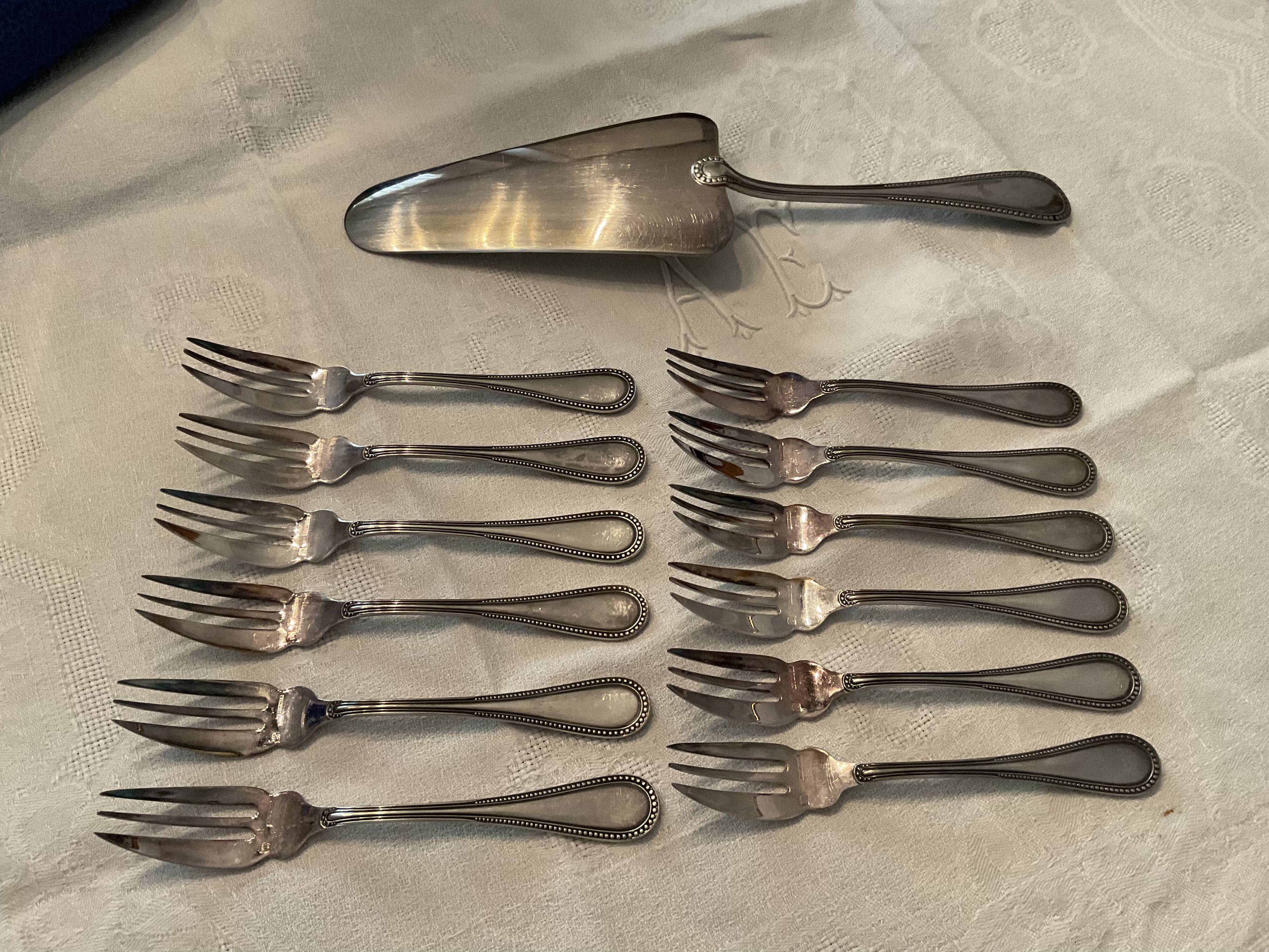 12 fourchettes à dessert et pelle à tarte maison Boulenger