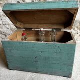 Patinated green wooden chest