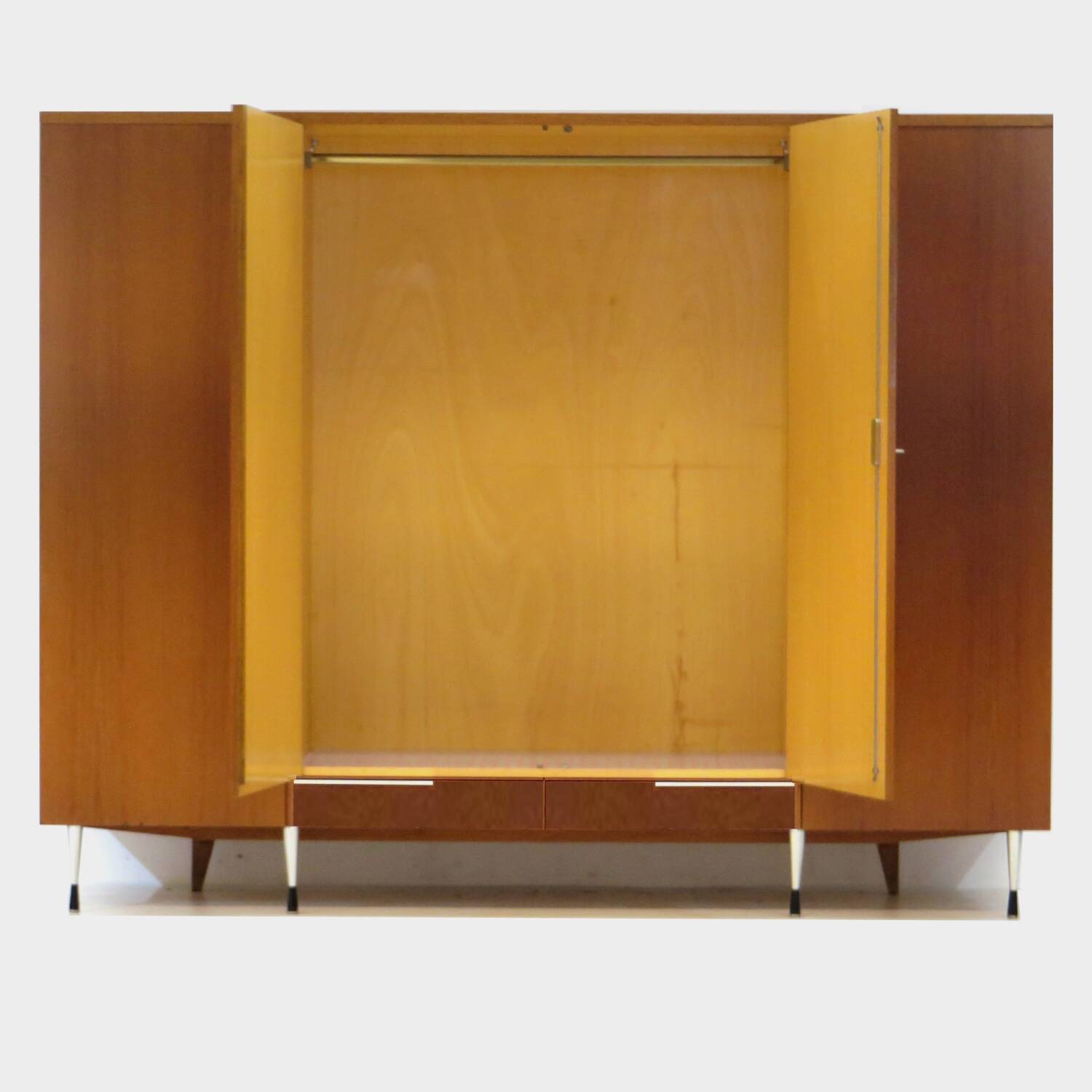Large vintage 4-door mid century modern Italian style design wardrobe, 1960