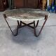 Brutalist steel and stone coffee table