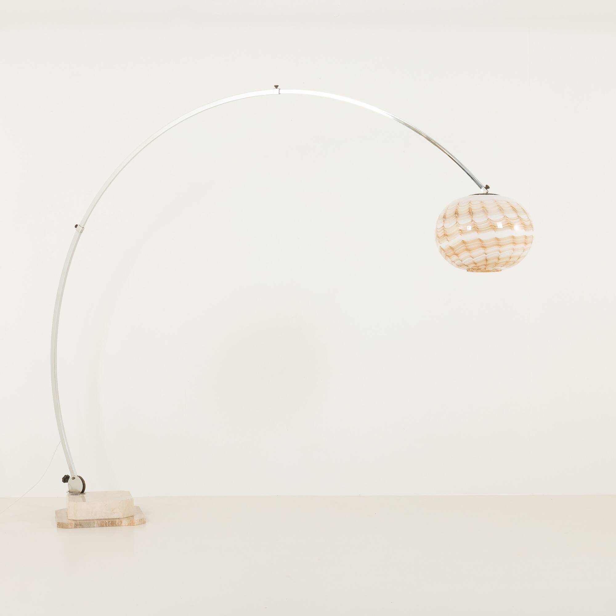 Italian mid century extra large arc lamp with Murano glass shade, 1970s